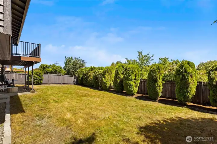 Fully fenced and private backyard. Fully fenced and private backyard.