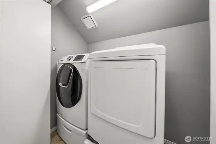 Upstairs laundry closet. Upstairs laundry closet.