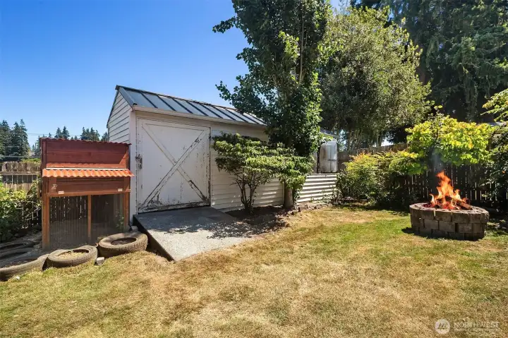Storage shed & chicken coop.