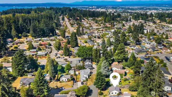 Aerial view facing North.