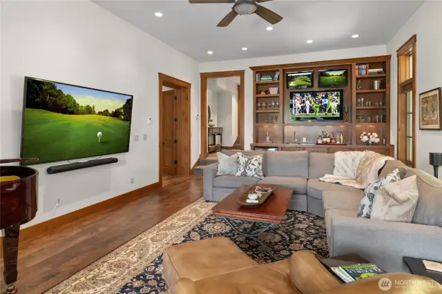 Media room with wet bar