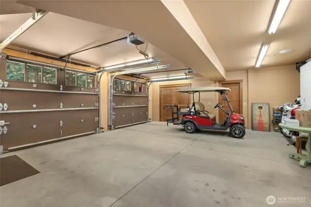 Large garage with storage space
