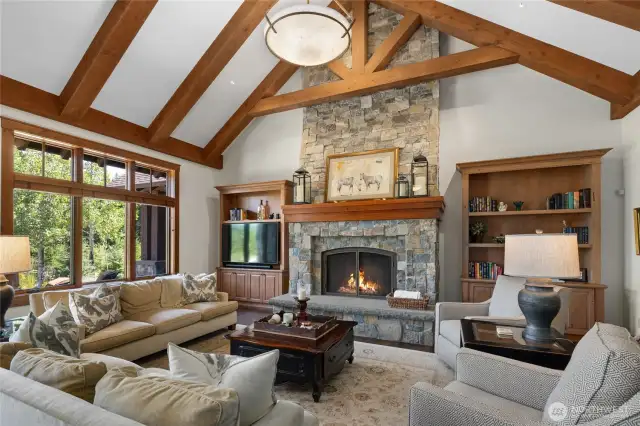 Great room with grand fireplace