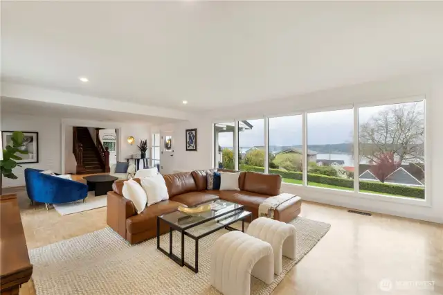 The views from the great room room are amazing rain or shine and there is so much space for entertaining and relaxing. New electric blinds in the living and dining room offer convenience and added privacy