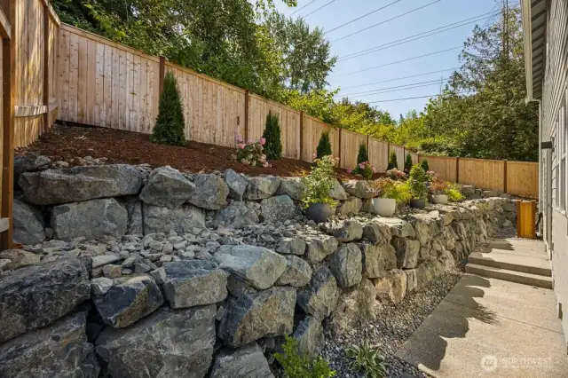 Tiered garden offers beauty and privacy.