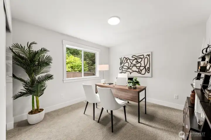 Tucked away 4th bedroom is perfect for an office or guest room