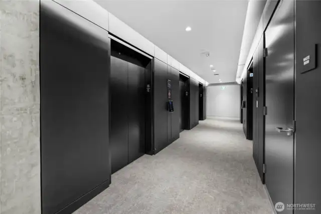 The smart elevator shuttles you up quickly to the comfort of your own home.