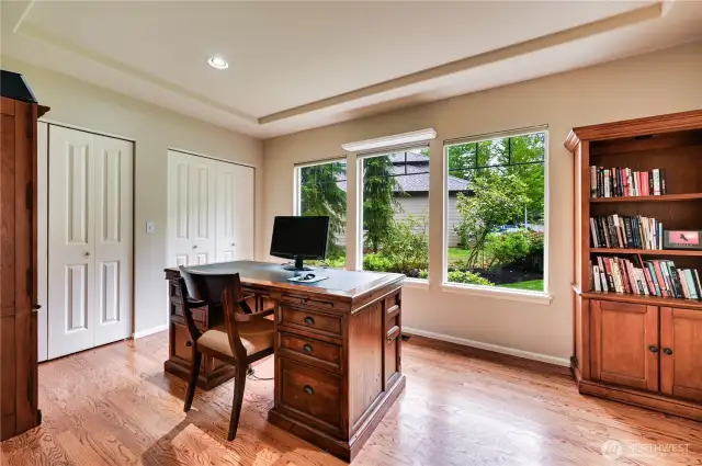 Main floor office with closets