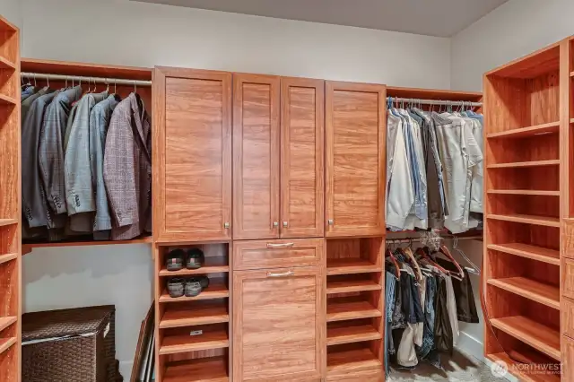 Large custom walk in closet off primary suite