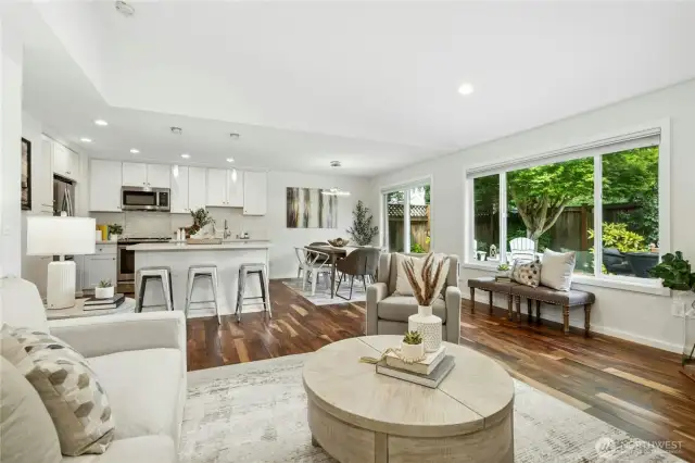 Gorgeous great room with a wall of windows