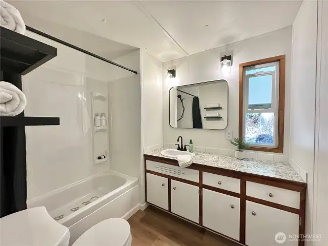 Bathroom with custom cabinets