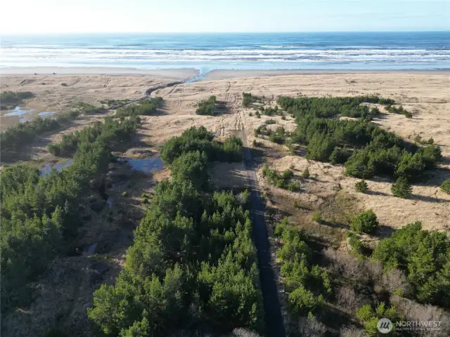 The private lane heads to the Discovery Trail and the beach!