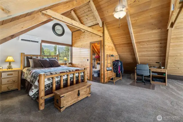 The loft bedroom with attached bath.