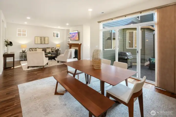 Greatroom with seamless flow to kitchen and dining