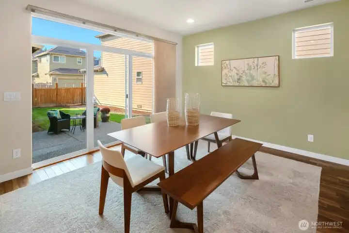 Dining Space transitions to patio perfect for hosting
