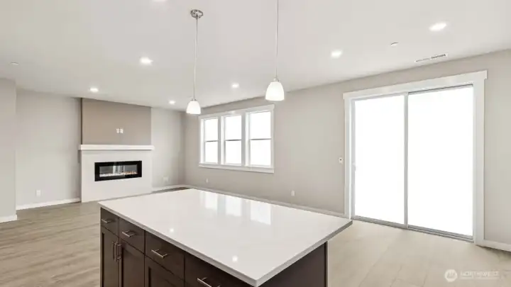 Kitchen flows into dining & great room!