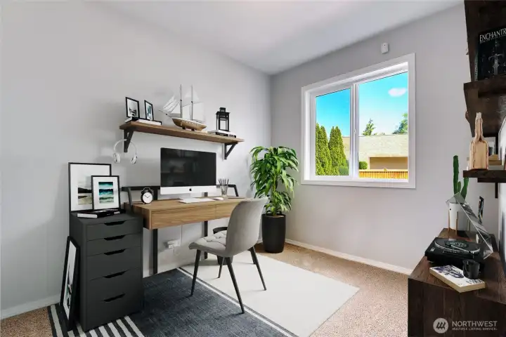 Office off the family room. Virtually staged.
