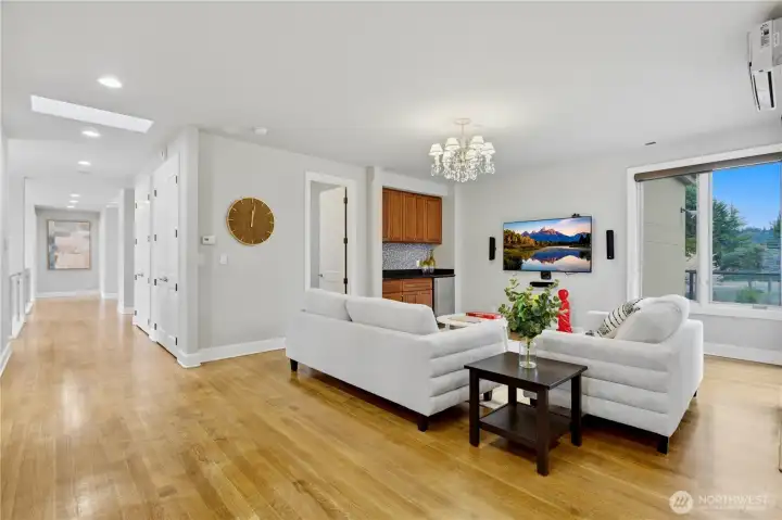 Second floor large flex space with a wet bar & convenient bathroom