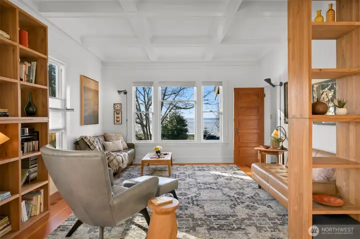 Note the bay views from the living room!