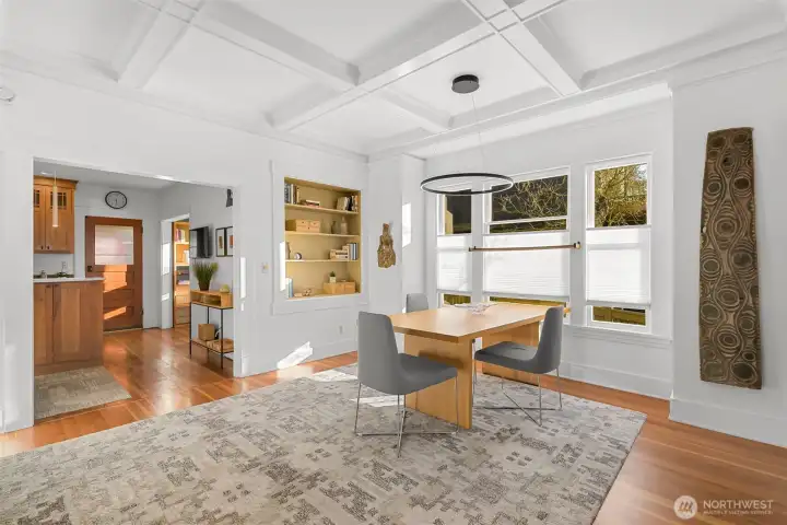 Built in details like the bookshelves are perfect for special items and art