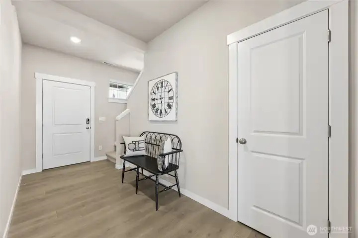 Vinyl plank flooring. Home is staged.