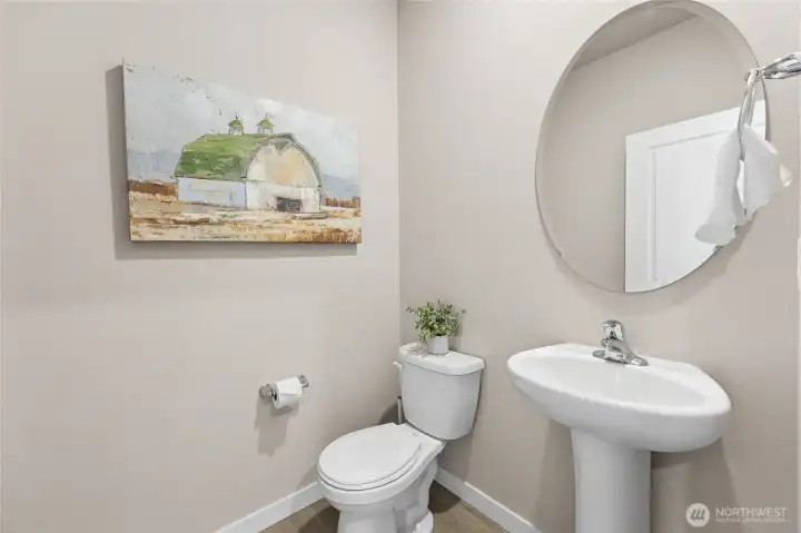Powder room. Home is staged.