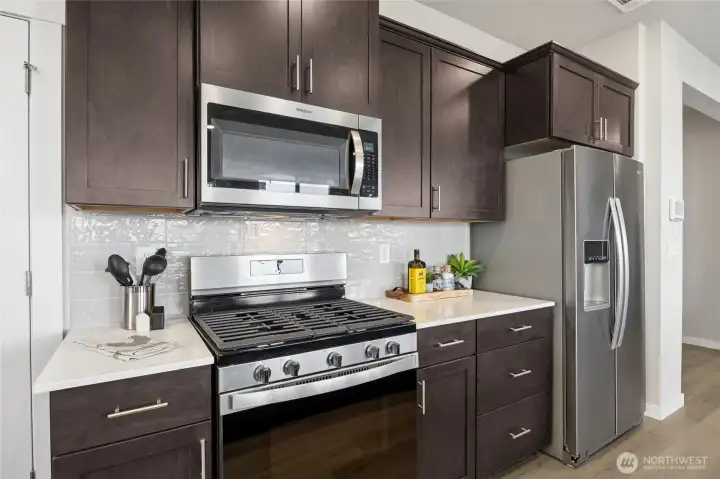 Quartz countertops. Home is staged.
