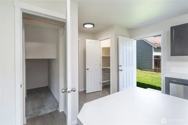 Pantry, storage and access to the backyard. The powder room is to the left of the pantry. (Not shown in this photo)