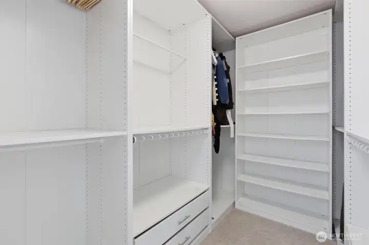 Walk-in closet with room for everything to stay organized and tucked away. Walk-in closet with room for everything to stay organized and tucked away.