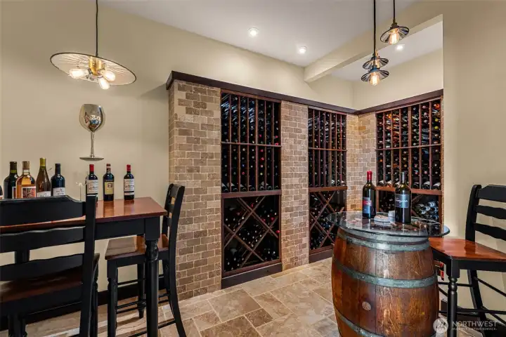 A collectors dream wine room, perfectly curated for wine enthusiasts.