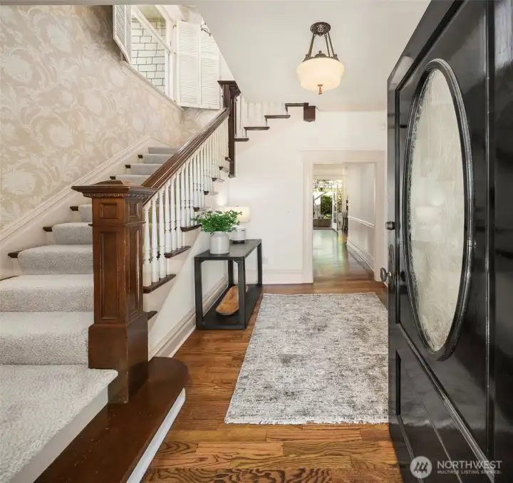 Formal entry with original banister and original light Formal entry with original banister and original light