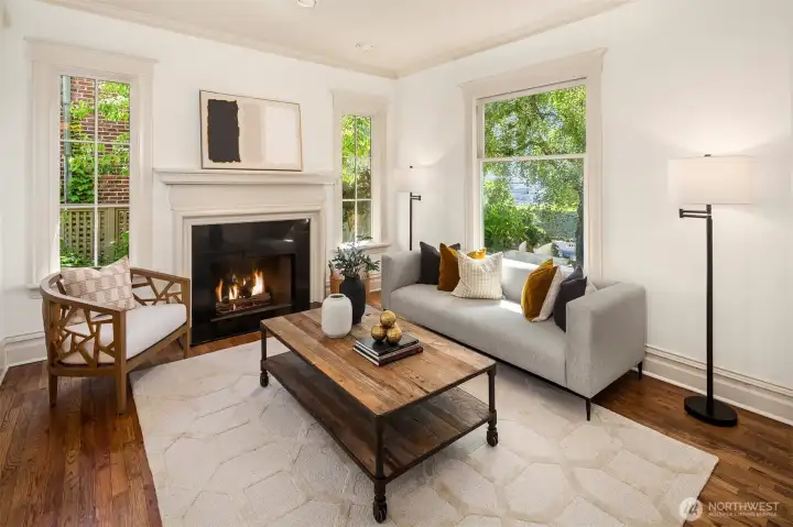 Formal dining room with wood burning fireplace Formal dining room with wood burning fireplace