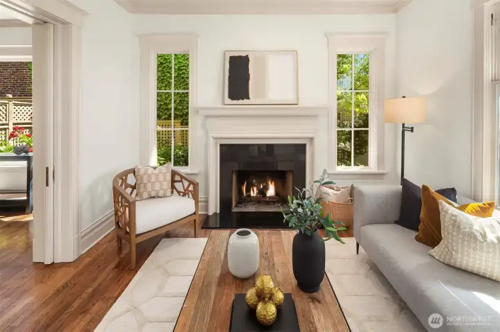 Formal living room with pocket doors into the dining room Formal living room with pocket doors into the dining room