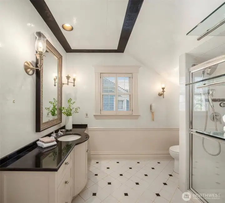 Large shared 3/4 bath on the second floor Large shared 3/4 bath on the second floor