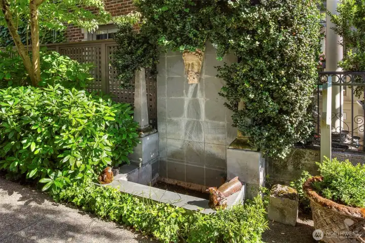 Manecured grounds with fountain Manecured grounds with fountain