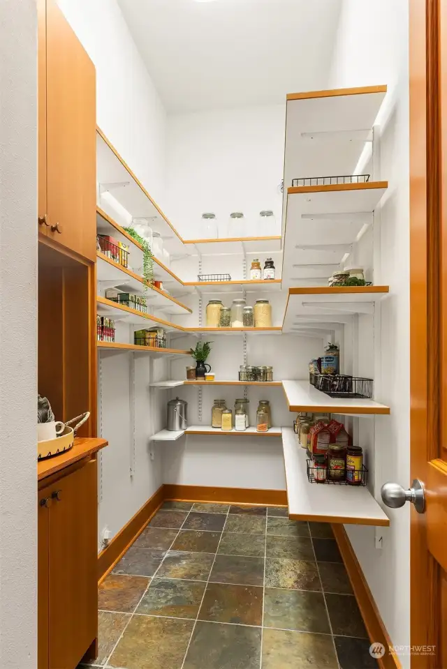 The walk-in pantry is larger than some home's entire kitchens. Store your dry-goods and staples, but also small appliances and extra cookware.