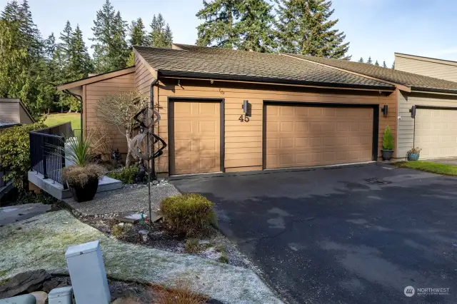 2 car garage plus a spot for the golf cart