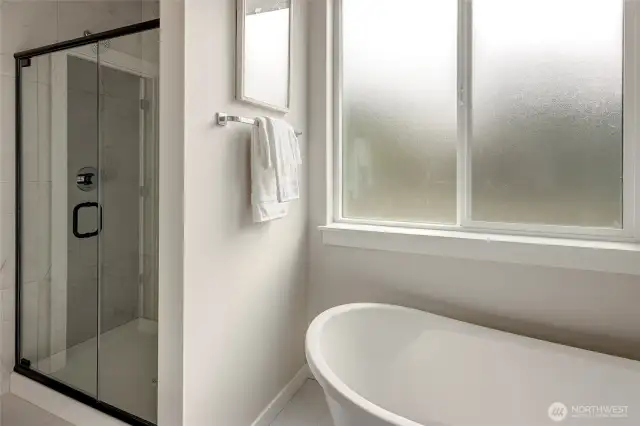 Luxury Primary Bath - full tub and glass shower!