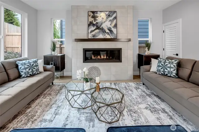 Large Living Room, Built in Gas Fire place