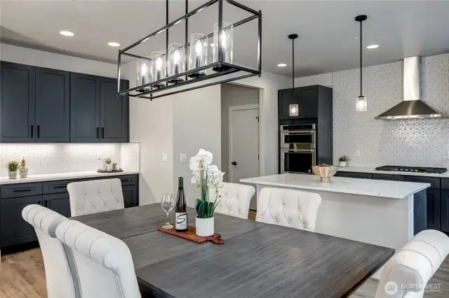 Large kitchen and dining room with breakfast nook