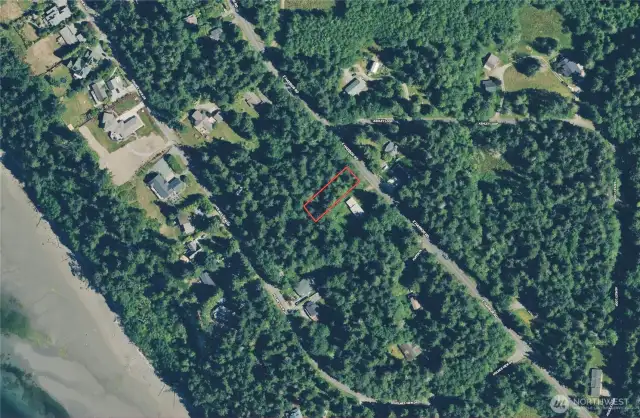 Overhead view with approximate boundaries in red.