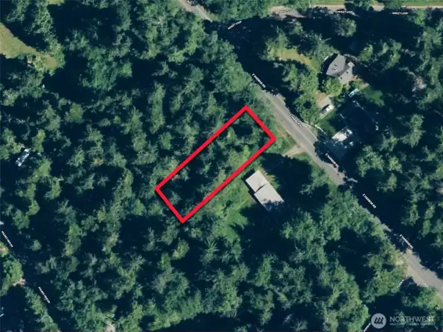 Overhead view with approximate boundaries in red.