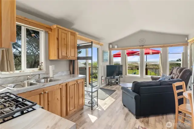 Living/kitchen with views