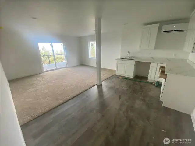Through the rec room is this studio type suite with a kitchen.
