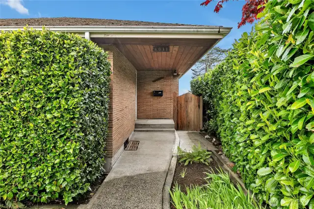 Private and secluded front entrance