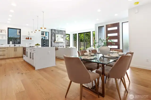 Dining Area, Wide Plank Engineered Hardwood Floors