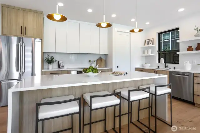 Chef's Kitchen with Designer Cabinets and Built-Ins