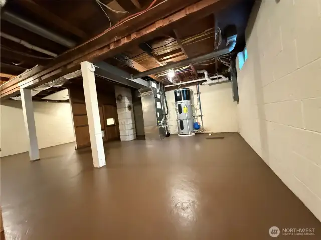 Unfinished basement offers dry shortage and possible expansion.