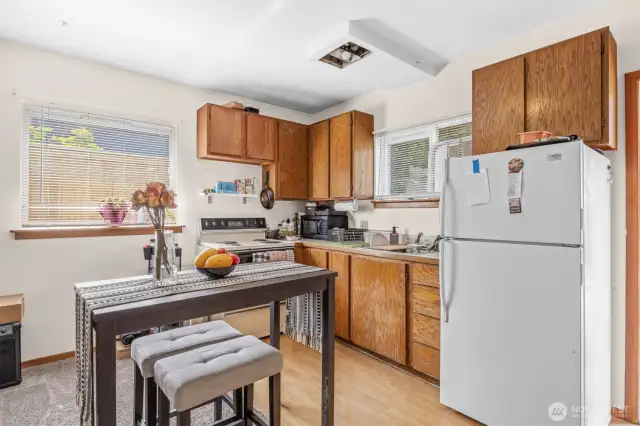 Kitchen in lower unit of duplex.