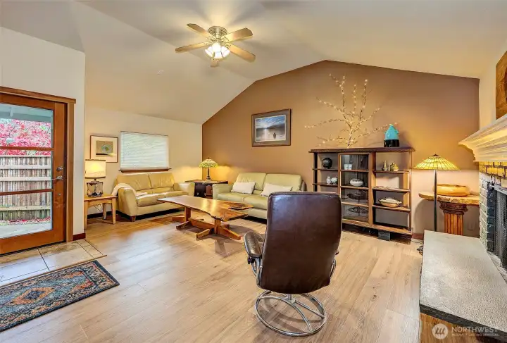 High Ceilings Family Room w/Painted Accent Wall.